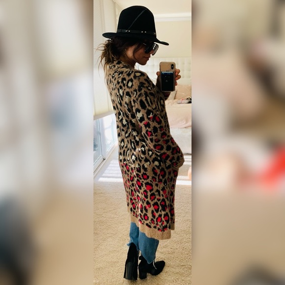 My Michelle Ombré leopard cardigan sweater sz L, M - Picture 3 of 4